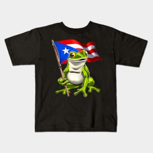 Coqui Frog Puerto Rico Flag Kids T-Shirt